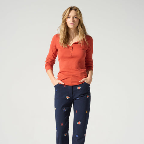 Five-pocket denim pants