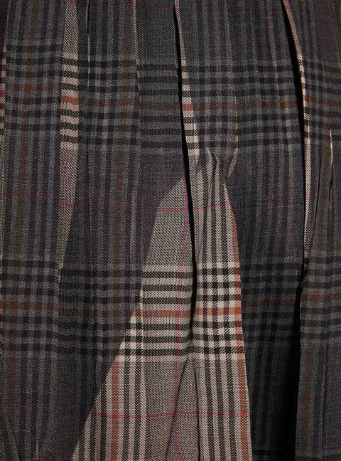 Pleated Plaid Midi Skirt